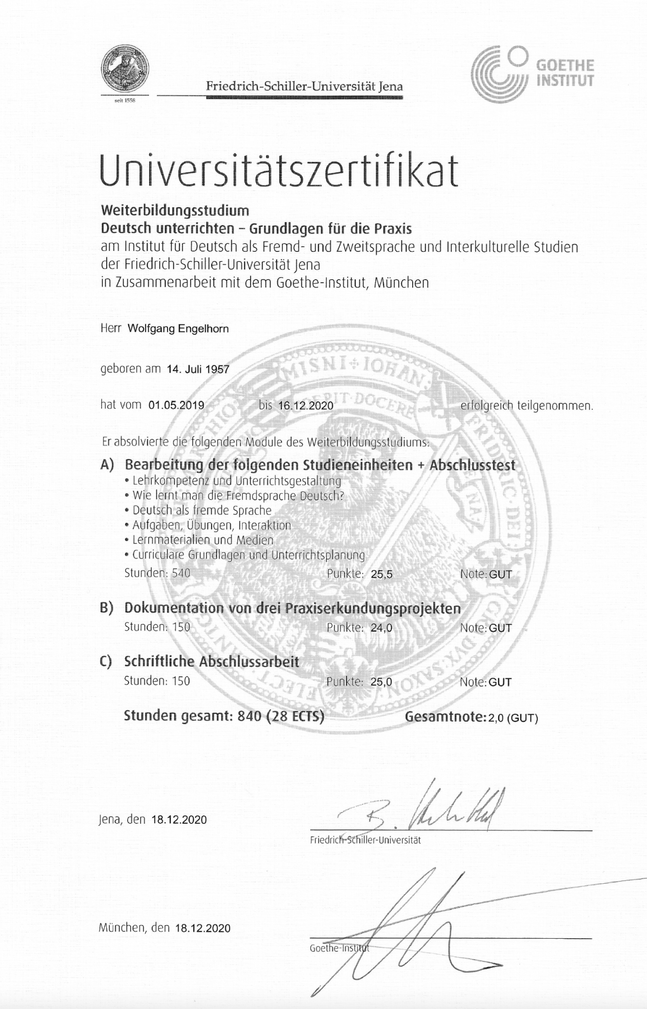 DaF Goethe Zertifikat